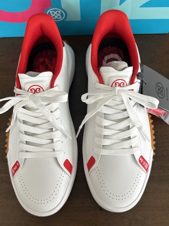 G/Fore Womens Leather Kiltie G.112 Golf Shoes Sneakers White Snow Red Sz 9.5 NEW - Picture 2 of 9